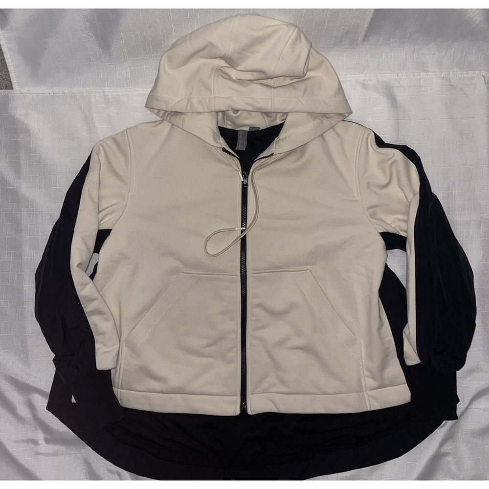 Sweaty Betty Riley Swing Back Zip Through Jacket Sz. 6 Cream Anthropologie Hood